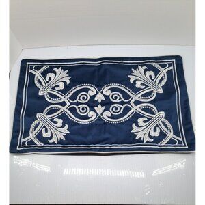 Aeckself European Luxury Blue Silver Velvet Lumbar Throw Pillow Cover 12 x 20"